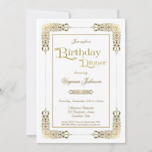 Elegantes Verziertes Gold Lace Birthday Dinner Par Einladung