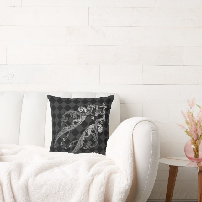 Elegantes Verziertes Goth Design-Kissen Kissen (Liege)