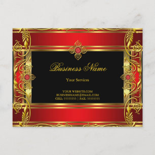 Elegantes Verziertes Royal Red Jewel Black Postkarte