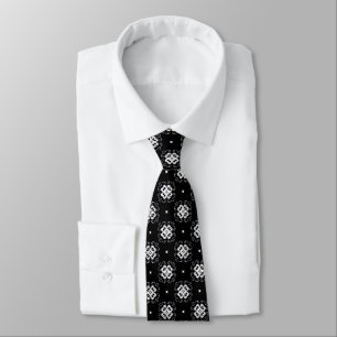 Elegantes verziertes Schwarz-Weiß-Muster Krawatte
