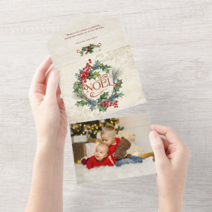 Elegantes Verziertes Weihnachten im Vintagen Stil All In One Einladung