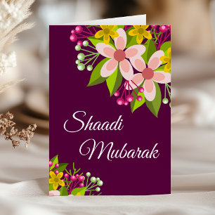 Elegantes Vibrant Floral Shaadi Mubarak Karte