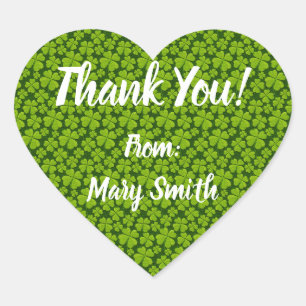 Elegantes Vierblatt-Kleeblatt-Blumenmuster Herz-Aufkleber