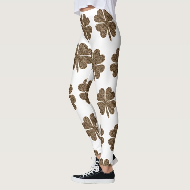 Elegantes Vierblättriges Kleeblatt Muster Leggings (Links)