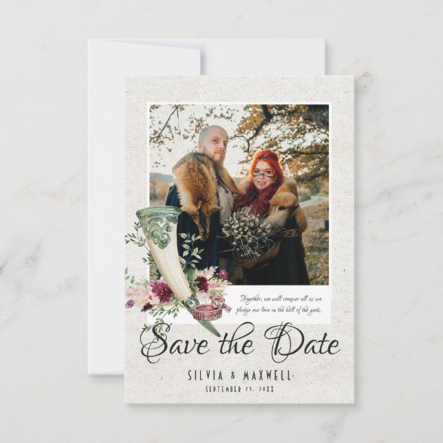 Elegantes Viking Wedding Foto Save the Date (Vorderseite)