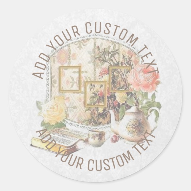 Elegantes Viktorianisches antikes Teehaus Runder Aufkleber (Vorderseite)