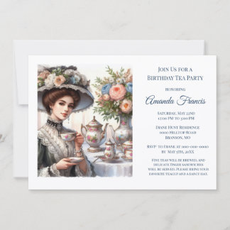 Elegantes Viktorianisches Birthday Tea Party Einladung