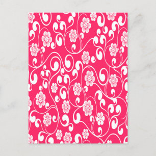 Elegantes Viktorianisches Blumendesign Magenta Feiertagspostkarte