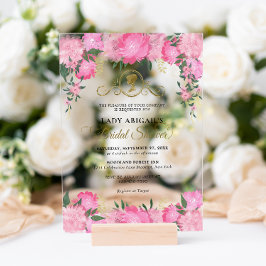 Elegantes Viktorianisches Brautparty in Rosa Acryleinladungen