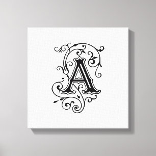 Elegantes viktorianisches Buchstaben-A-Monogramm Leinwanddruck