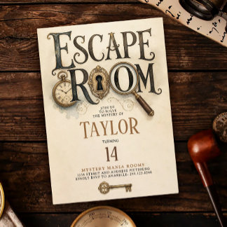 Elegantes viktorianisches Gold-Escape-Room-Mysteri Einladung