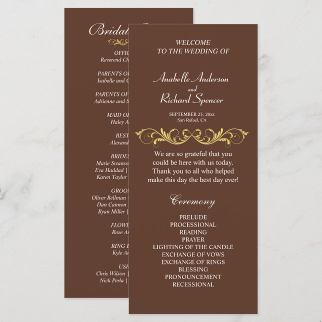 Elegantes Viktorianisches Hochzeitsprogramm (Vorne/Hinten)