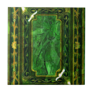 Elegantes viktorianisches Smaragd-Gold Fliese