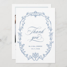 Elegantes Viktorianisches Verziertes Dusty Blue We Dankeskarte