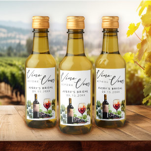 Elegantes Vino Before Vows Wasserfarben-Brautjungf Weinetikett