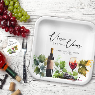 Elegantes Vino Vor den Gelübden Antikes Wein Wasse Pappteller