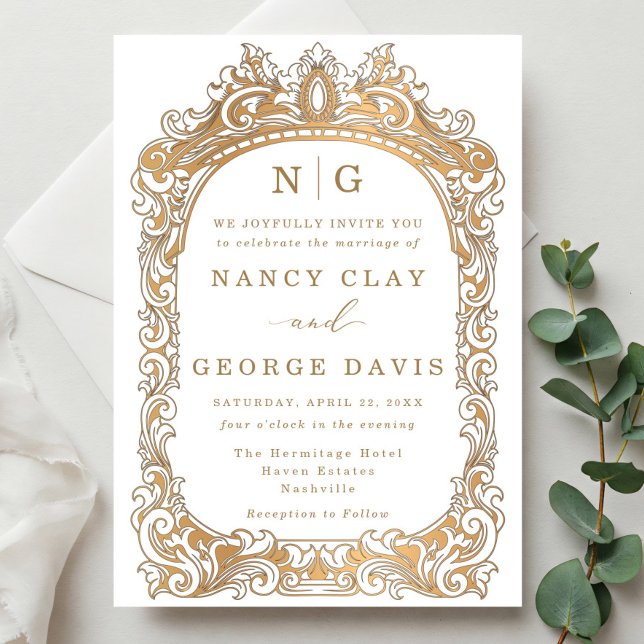 Elegantes Vintag-Frame Monogramm Einladung (Von Creator hochgeladen)