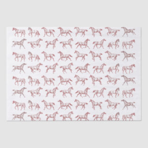 Elegantes Vintag Galloping Pferde Rotes Weißes Tes Seidenpapier