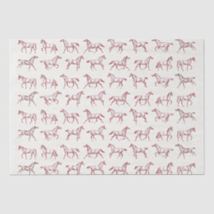 Elegantes Vintag Galloping Pferde Rotes Weißes Tes Seidenpapier