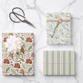 Elegantes Vintag Garden Blume und Schmetterlinge S Geschenkpapier Set
