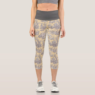 Elegantes Vintag-Grautoile de jouy Capri Leggings