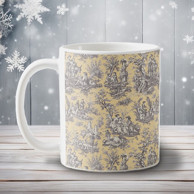 Elegantes Vintag-Grautoile de jouy Kaffeetasse (Von Creator hochgeladen)