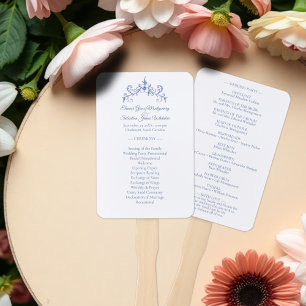 Elegantes Vintag Romance Dusty Blue Wedding Progra Fächer
