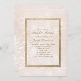 Elegantes Vintag rosa Damaskus Gold Brautparty Einladung