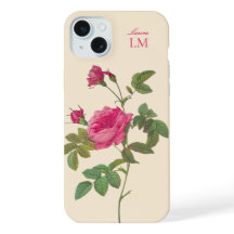 Elegantes Vintag rosa Rose Floral Monogramm