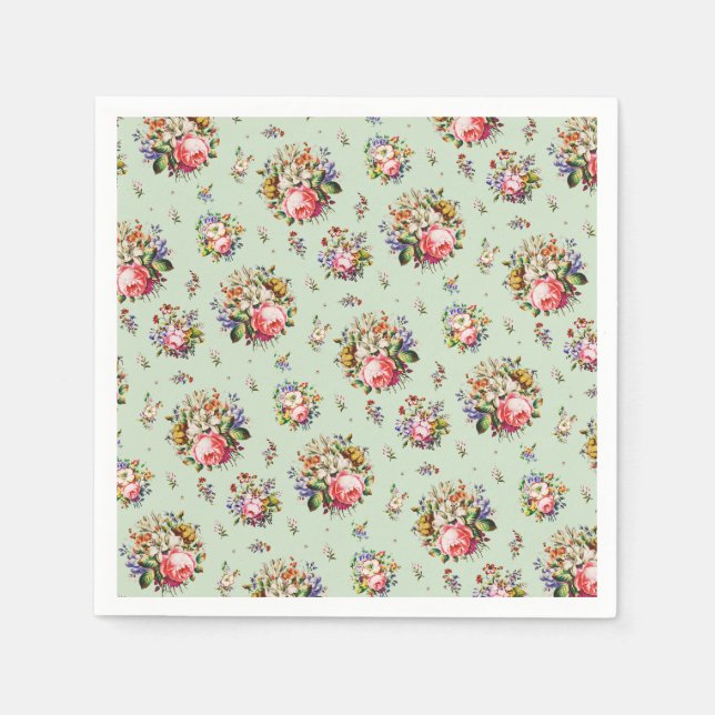 Elegantes Vintag rosa Rosen Blumenmuster-Muster Serviette (Vorderseite)