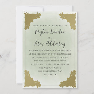 Elegantes Vintag Sage Green Gold Einladung