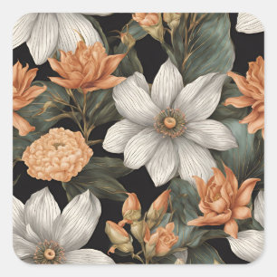 Elegantes, vintage-ägyptisch inspiriertes florales quadratischer aufkleber