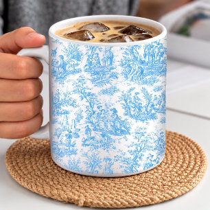 Elegantes Vintage-Aqua-Blau-Toile-französische Lan Kaffeetasse