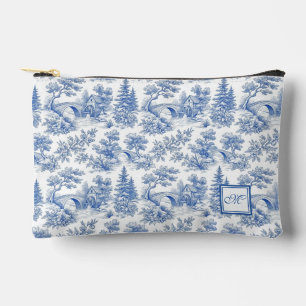Elegantes Vintage-Blau-Französisches-Toile-Monogra Zubehörtasche