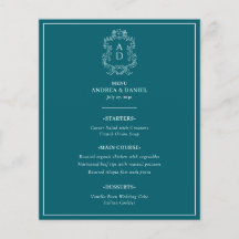 Elegantes Vintage-Blau mit Rahmen Hochzeitsmenü