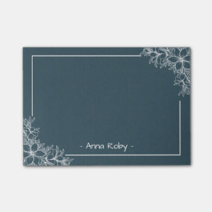 Elegantes Vintage Blau und Weiß Botanisches Floral Post-it Klebezettel