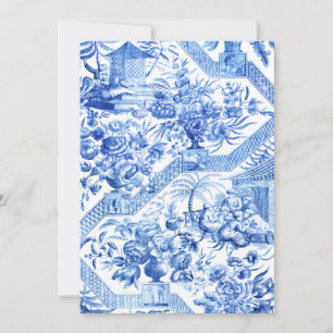 Elegantes Vintage Blau-weißes Pagoden-Chinoiserie Mitteilungskarte