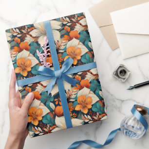 Elegantes Vintage-Blumen-Blattmuster Floral Geschenkpapier