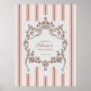 Elegantes Vintage-Blumen-Hochzeitsdusche-Willkomme Poster