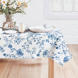 Elegantes Vintage-Blumen-Toile Blau und Weiß  Tischdecke