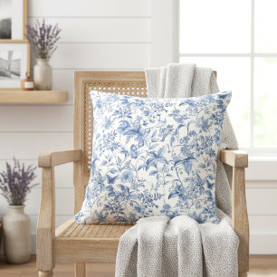 Elegantes Vintage-Blumen-Toile Kissen