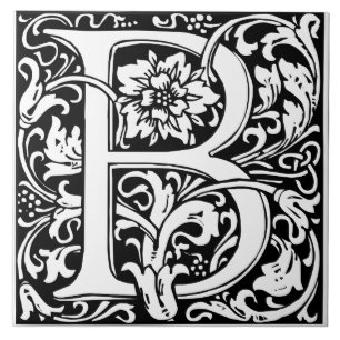 Elegantes vintage-blumenförmiges Monogramm Buchsta Fliese