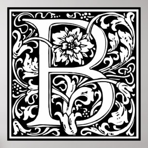 Elegantes vintage-blumenförmiges Monogramm Buchsta Poster