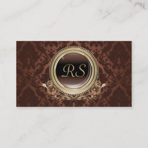 Elegantes vintage-blumenmonogramm in Gold und Brau Visitenkarte