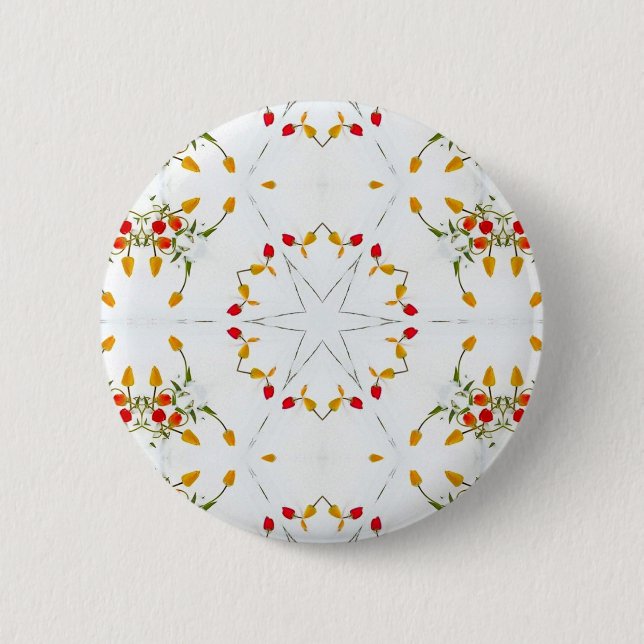 Elegantes Vintage-Blumenmuster Button (Vorderseite)