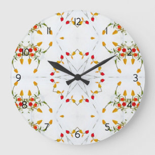 Elegantes Vintage-Blumenmuster Große Wanduhr