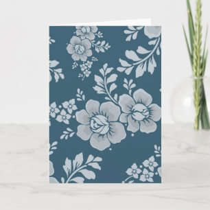 Elegantes Vintage-Blumenmuster in Blau Karte