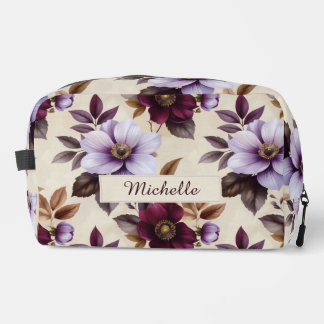 Elegantes Vintage-Blumenmuster in Lila Burgunderro Waschbeutel