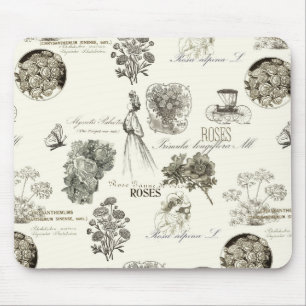 Elegantes vintage-blumenmuster-mauspad mousepad