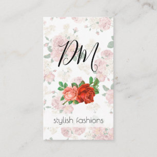 Elegantes Vintage-Blumenmuster mit Rosen Visitenkarte